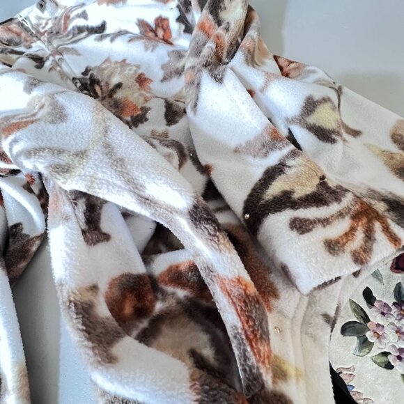 Alfred Dunner Floral Full Zip Fleece Jacket Rhinestone Sparkles PXL Leaves Fall - Picture 4 of 12